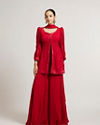 Cherry Red Bel Buti Embroidered Palazzo Suit Set
